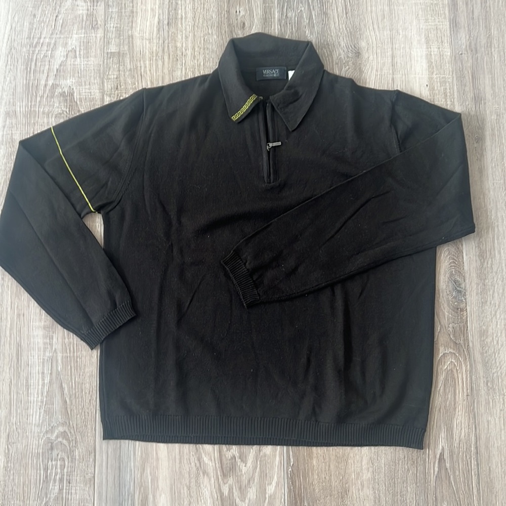 Rare Versace Vintage Men’s Quarter zip Brown Sweater size M